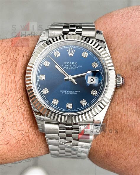 diamond blue face rolex|Rolex datejust 41mm diamond bezel.